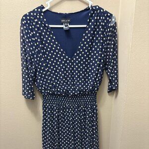 Navy polka dot midi dress in US size 10